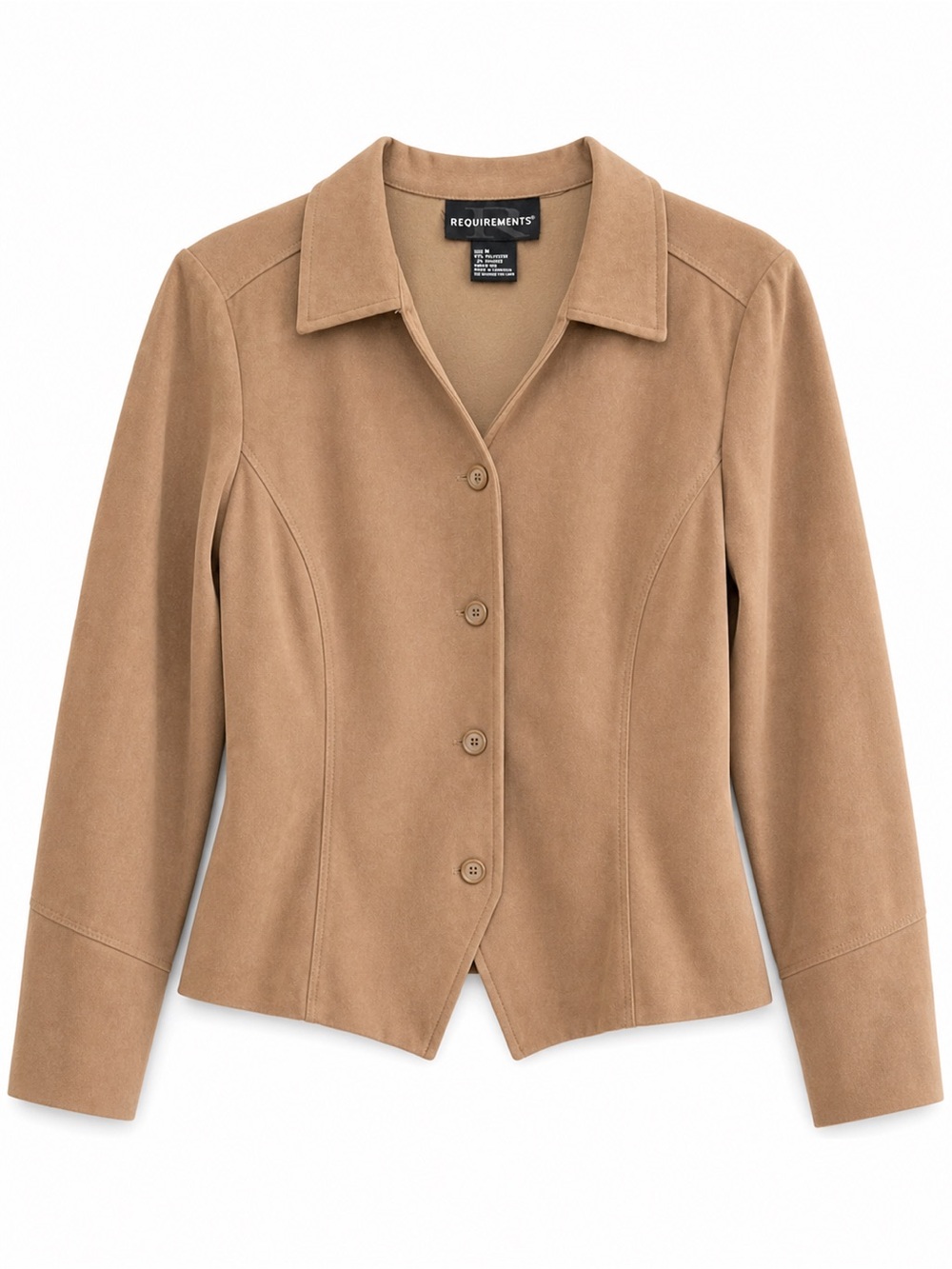Requirements Women Button Front Blazer Jacket Tan Stretch Size Medium